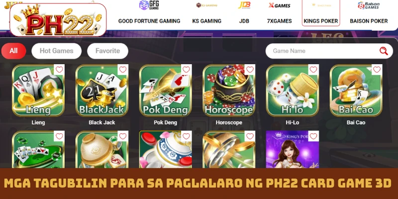 Mga tagubilin para sa paglalaro ng PH22 card game 3D